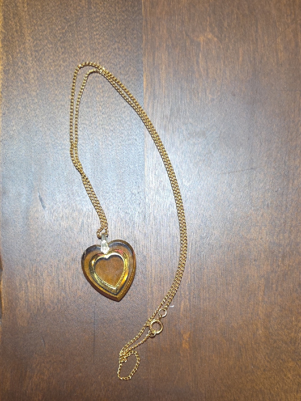 Gold & Amber Heart Pendant Necklace - Elegant Women's Jewelry Vintage 1960s 70's